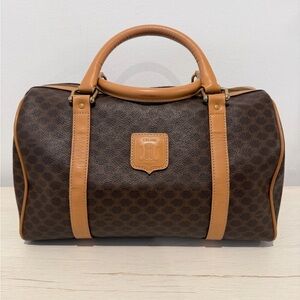 Celine Boston Monogram Coated Canvas with Tan Leather Trim Size 30